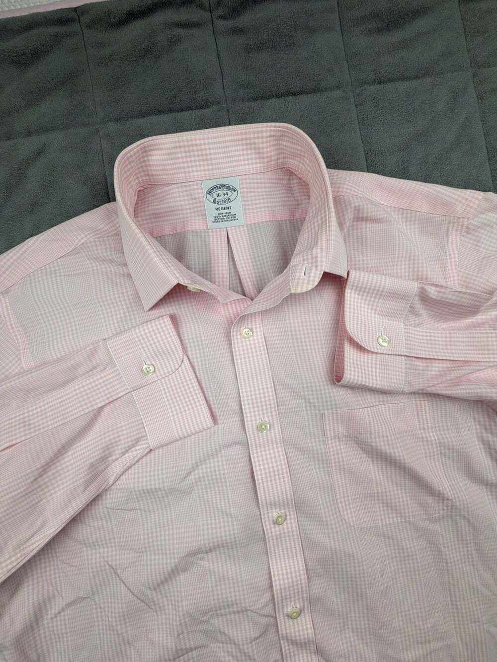 Brooks Brothers Regent 16-34 Pink Gingham Check Non-Iron Dress Shirt